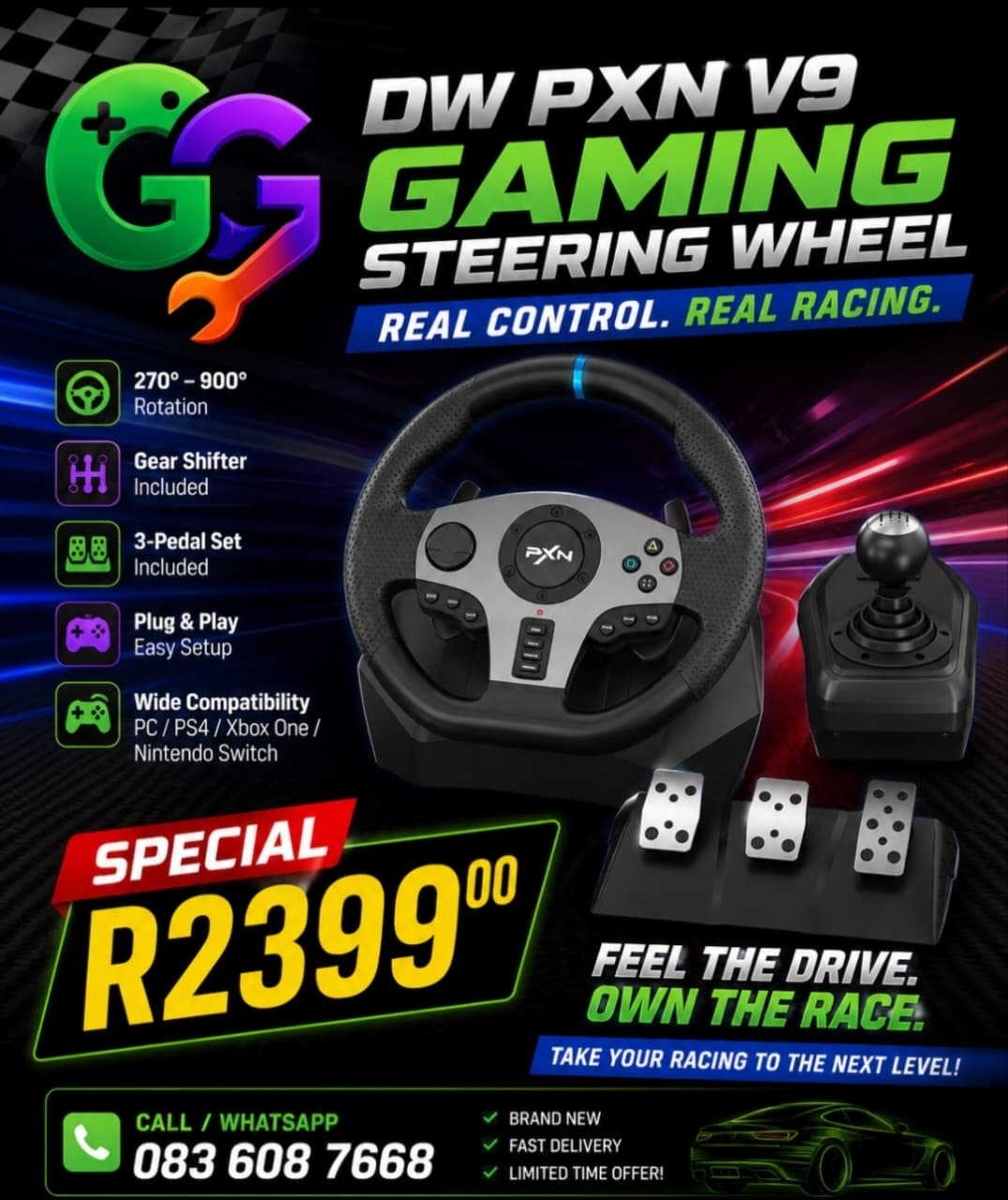 DW PXN V9 Steering wheel — Gaming Gorillas Centurion