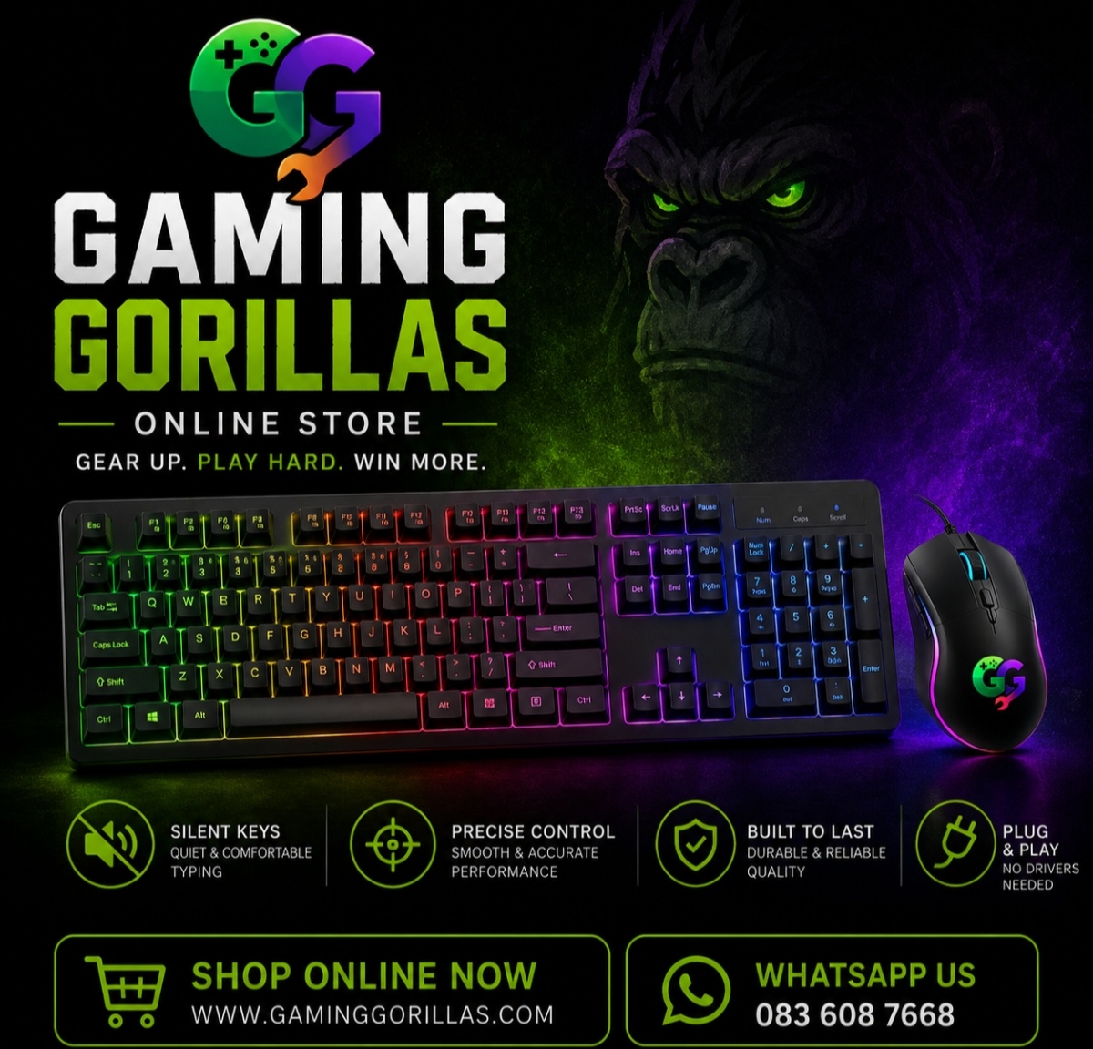 KB-C049 wired key bord and mouse combo — Gaming Gorillas Centurion